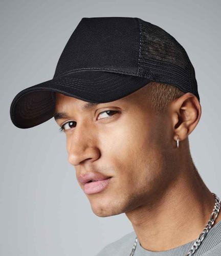 Beechfield Microknit Snapback Trucker Cap - BLK - ONE